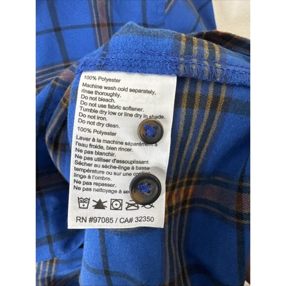 Outdoor Research OR Flannel Button Up Shirt Blue Orange Plaid Long Sleeve Men L - Picture 7 of 8